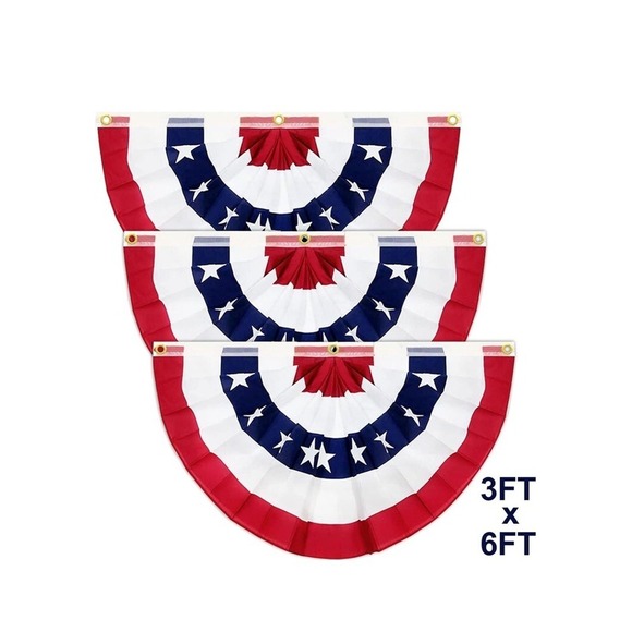 Outdoor Pleated Fan Flag, 3 Pcs 4th of July USA Flag 3x6 Outdoor extra large - Picture 4 of 6